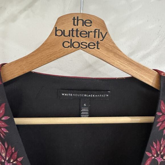 White House Black Market Paisley Printed Pleated Sleeve B Neck Blouse Colorful14 - Picture 3 of 4